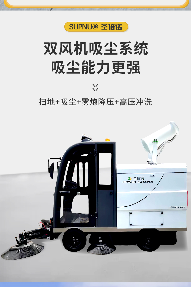 圣倍諾S2200AW全封閉小四輪駕駛式霧炮高壓沖洗電動(dòng)掃地車詳情_(kāi)02